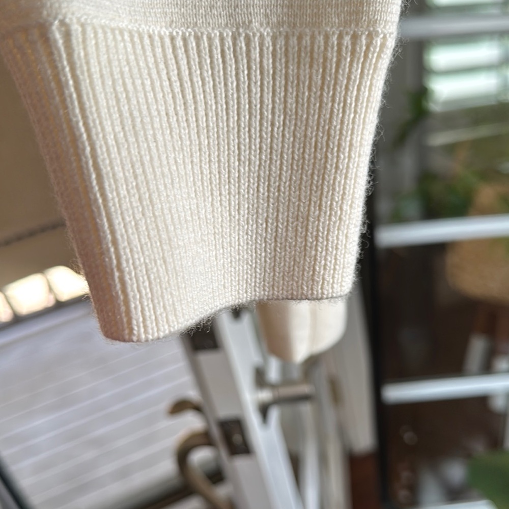 Supreme Contrast Stitch Button Up Sweater in Natural - Picture 7 of 10